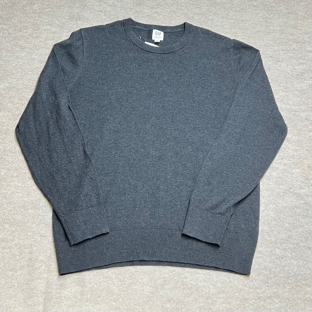 Gap Mens Crewneck Sweater Charcoal Gray 100% Cotton Size M NWT Basic Classic